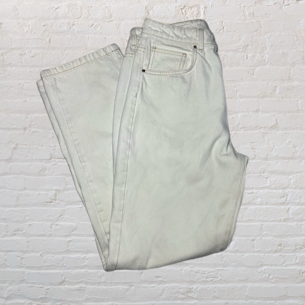 Cotton On Bright White Bleached Denim Long Straight Leg Women’s Jeans Size US 8